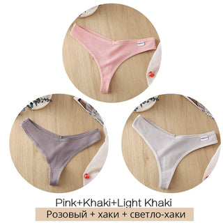 3Pcs/Set Women Cotton Thongs Panties Sexy Low Waist G-String Briefs Ladies lringerie.