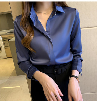 Satin Silk Women's Shirt Long Sleeve Fashion Woman Blouses 2023