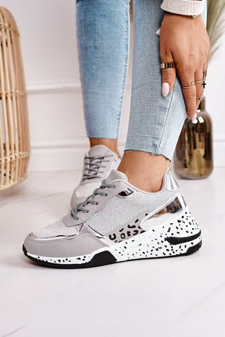 Women Sneakers Lace-Up Sports Shoes for Leopard