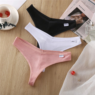 3Pcs/Set Women Cotton Thongs Panties Sexy Low Waist G-String Briefs Ladies lringerie.