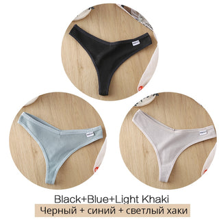 3Pcs/Set Women Cotton Thongs Panties Sexy Low Waist G-String Briefs Ladies lringerie.