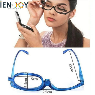 IENJOY Women Magnifying Glasses Makeup Reading Glass Folding Eye Make Up Reading Glass PC Frame Rotatable Flip Make Up Eye Glass