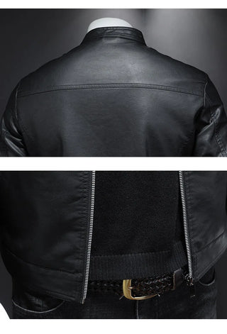 Mens Moto Biker Leather Coat