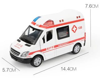 Hospital Rescue Ambulance Emergency Police Alloy Metal Diecast Cars Model Sound Light Educational Kids Toys For Childr