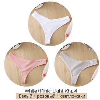 3Pcs/Set Women Cotton Thongs Panties Sexy Low Waist G-String Briefs Ladies lringerie.