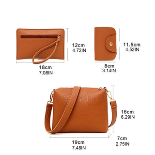 4Pcs/set Leather Women Bag Tote Card Holder Purse Messenger Satchel Top Handle Bags