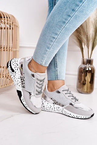 Women Sneakers Lace-Up Sports Shoes for Leopard