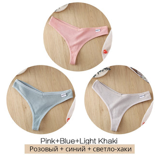 3Pcs/Set Women Cotton Thongs Panties Sexy Low Waist G-String Briefs Ladies lringerie.