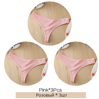 3Pcs/Set Women Cotton Thongs Panties Sexy Low Waist G-String Briefs Ladies lringerie.