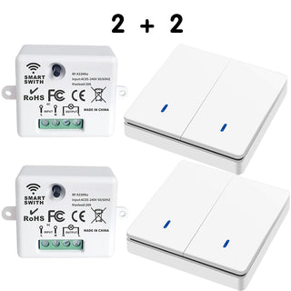 Interruptor intel·ligent sense fil 433Mhz RF 86 Interruptor de panell de paret amb comandament a distància Mini receptor de relé 220V Ventilador de llum LED per a la llar