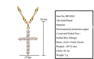 MxGxFam Full Zircon Cross Pendant Jewelry