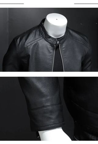 Mens Moto Biker Leather Coat