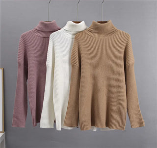 New Casual Two Pieces Turtle Neck Sweater and Midi Skirt Female Warm Suits with Skirt