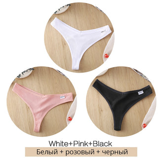 3Pcs/Set Women Cotton Thongs Panties Sexy Low Waist G-String Briefs Ladies lringerie.