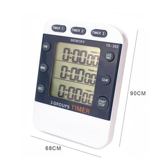 Digital Kitchen Cooking Timer Clock 3 Channels Simultaneous Timing Countdown Up Pocket Timer