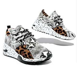 Women Sneakers Lace-Up Sports Shoes for Leopard