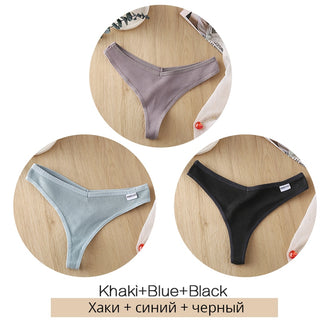 3Pcs/Set Women Cotton Thongs Panties Sexy Low Waist G-String Briefs Ladies lringerie.