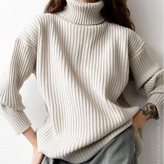 New Casual Two Pieces Turtle Neck Sweater and Midi Skirt Female Warm Suits with Skirt