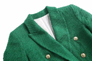 TRAF 2023 Green Long Blazer Woman Tweed Blazer