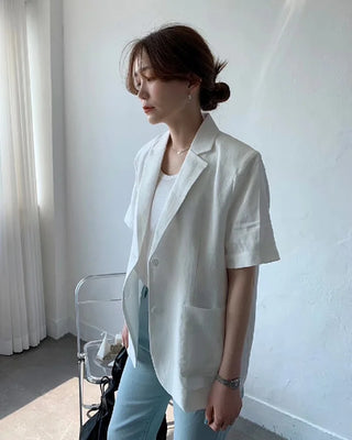 Cotton Linen Short-sleeved Coat Loose