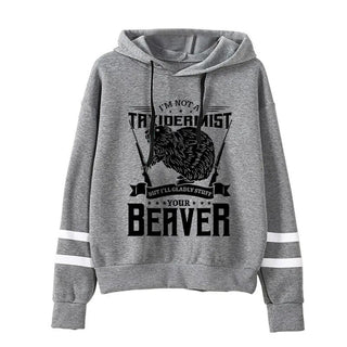 Beaver Hoodies Women Vintage Longsleeve Sweatshirts Female Cartoon Animal Fashion Hoodies Firearms Print Casual Women's Clothing Alodia Store