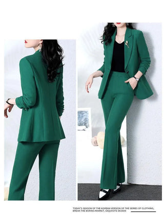 New Fashion Blazer Coat Trousers Two Piece Women's Elegant Casual Suit Jacket Pants Set