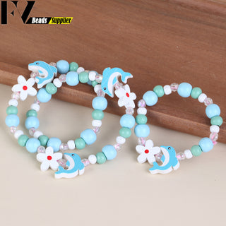 33 Style Colorful Wooden Cute Animal Flower Cartoon Children's Necklace Bracelet Girl's Child Jewelry Kids Toys Birthday Gifts