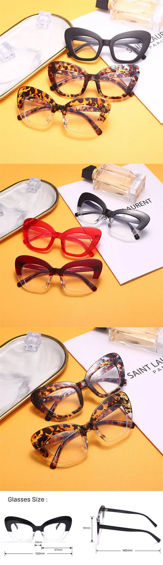 2022 New Fashion Vintage Anti Blue Light Cat Eye Women Glasse Retro Designer Eyeglasse Frame Ladies Ins Trending Clear Computer