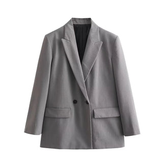 TRAF Grey Oversize Long Blazer Women