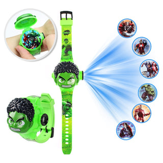 Disney Kid Cartoon Cool Ptojectio Watch Marvel Spider-Man Boy Unicorn Princess Elsa Flash Electronic Digital Student Toy Clock