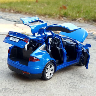 1:32 Tesla Model-X Alloy Car Diecast Sound And Light Pull Back Model Toy Vehicle Metal Car Simulation