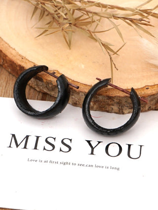 Go2BoHo Black New Fashion Natural Wooden Ear Decoration Loop Hippy Style Earrings for Man and Women Jewelry as Gift