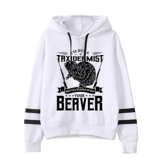 Beaver Hoodies Women Vintage Longsleeve Sweatshirts Female Cartoon Animal Fashion Hoodies Firearms Print Casual Women's Clothing Alodia Store