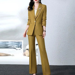 New Fashion Blazer Coat Trousers Two Piece Women's Elegant Casual Suit Jacket Pants Set