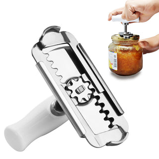 Stainless Steel Adjustable Lids Off Jar Opener Multi-function Bottle Cap Opener Labor-saving Screw Can Opener for Kitchen Gadget