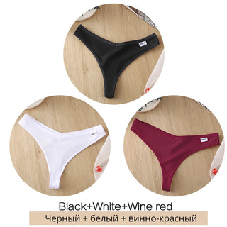 3Pcs/Set Women Cotton Thongs Panties Sexy Low Waist G-String Briefs Ladies lringerie.