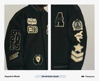 2024 New American hip-hop letter bomber embroidered Y2K coat