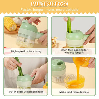 4in 1 Electric Food Processor USB Rechargeable Handheld Vegetable Slicer Multifunctional