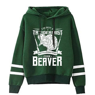 Beaver Hoodies Women Vintage Longsleeve Sweatshirts Female Cartoon Animal Fashion Hoodies Firearms Print Casual Women's Clothing Alodia Store