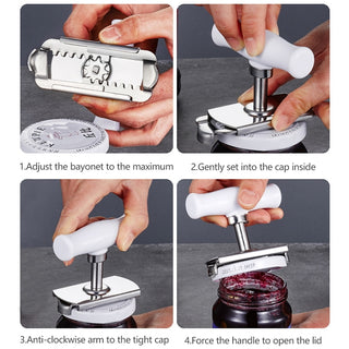 Stainless Steel Adjustable Lids Off Jar Opener Multi-function Bottle Cap Opener Labor-saving Screw Can Opener for Kitchen Gadget