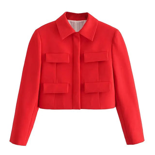 TRAF Cropped Jacket Woman Office Wear