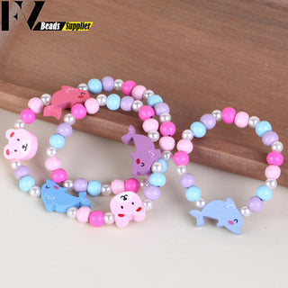 33 Style Colorful Wooden Cute Animal Flower Cartoon Children's Necklace Bracelet Girl's Child Jewelry Kids Toys Birthday Gifts