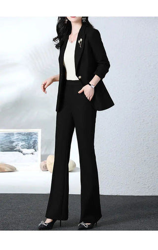 New Fashion Blazer Coat Trousers Two Piece Women's Elegant Casual Suit Jacket Pants Set