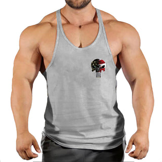 Skull Fitness Clothing Bodybuilding Shirt Men Top Fitness Sleeveless Sweatshirt Gym T-shirts Suspenders Man Men's Vest Stringer