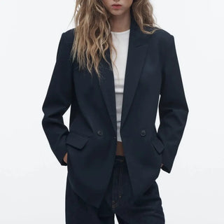 Fashion Suit Lapel Loose Double Breasted Blazer