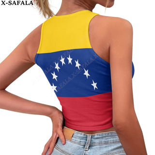 Love Venezuela Country  3D Print Summer Slim Render Short Top Sexy Women Sleeveless O Croptops Tank Tops Crop Vest Streetwear