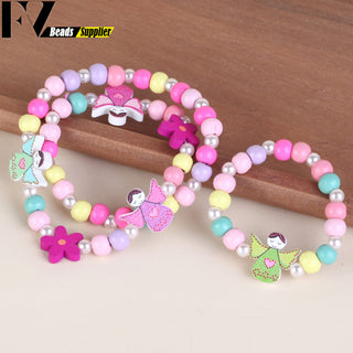 33 Style Colorful Wooden Cute Animal Flower Cartoon Children's Necklace Bracelet Girl's Child Jewelry Kids Toys Birthday Gifts