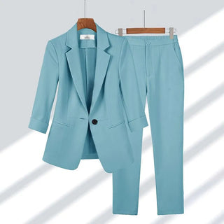 Women's Summer Thin Fashion Suit Jacket Pants Two-piece