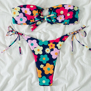 Sexy Floral Bikini Women Pink2 Pieces