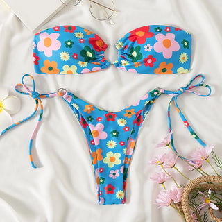 Sexy Floral Bikini Women Pink2 Pieces